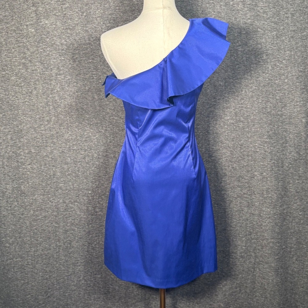 Laundry by Shelli Segal One Shoulder Blue Cocktail Dress Size 4 - Picture 7 of 14